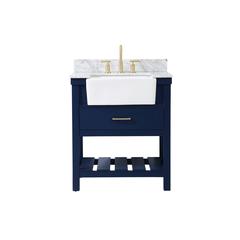 30 inch Single bathroom vanity in blue with backsplash