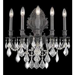 Monarch 5 light Dark Bronze Wall Sconce Clear Royal Cut Crystal
