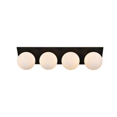 Jillian 4 light Black and frosted white Bath Sconce