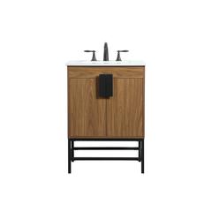 24 inch Single bathroom vanity in walnut brown