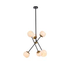 Axl 24 inch pendant in black and brass with white shade
