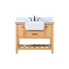 42 inch Single bathroom vanity in natural wood with backsplash
