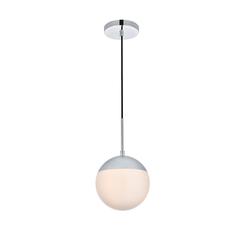 Eclipse 1 Light Chrome Pendant With Frosted White Glass