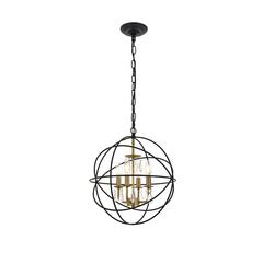 Wallace 4 light Matte Black and Brass Pendant