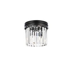 Sydney 3 light Matte Black Flush Mount Clear Royal Cut Crystal