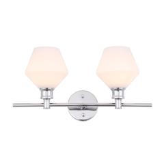 Gene 2 light Chrome and Frosted white glass Wall sconce