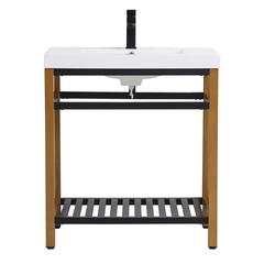 30 inch Single Bathroom Metal Vanity in Golden Black