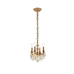 Lillie 4 light French Gold Pendant Golden Teak (Smoky) Royal Cut Crystal