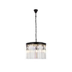 Sydney 6 light Matte Black Pendant Clear Royal Cut Crystal