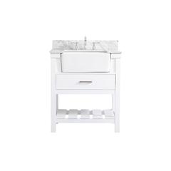 30 inch Single bathroom vanity in white with backsplash
