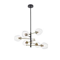 Paragon 6 light Matte Black and Brass Pendant
