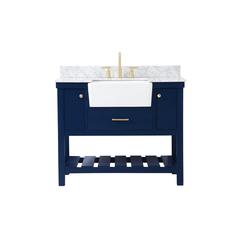 42 inch Single bathroom vanity in blue with backsplash