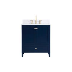 30 inch Single Bathroom Vanity in Blue with Backsplash