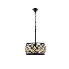 Madison 4 light Matte Black Pendant Golden Teak (Smoky) Royal Cut Crystal