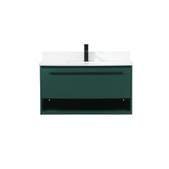 36 inch Single bathroom vanity in green with backsplash