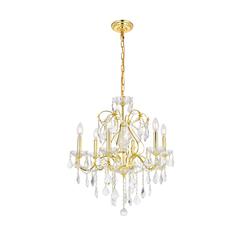 St. Francis 6 light Gold Chandelier Clear Royal Cut Crystal