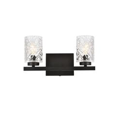 Cassie 2 lights bath sconce in black with clear shade