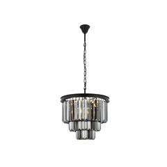 Sydney 9 light Matte Black Chandelier Silver Shade (Grey) Royal Cut Crystal