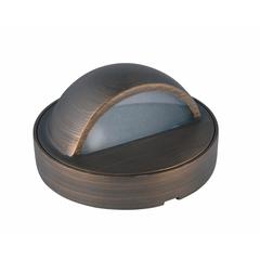 Deck Light D3.375 H2 Antique Brass Frosted Glass G4 Halogen 20W