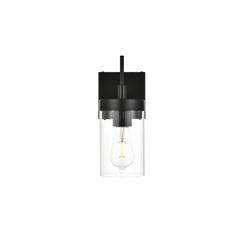 Benny 1 light Black and Clear Bath Sconce