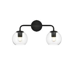 Genesis 2 light Black and Clear Bath Sconce