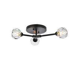 Zayne 3 Light Flush Mount in Black