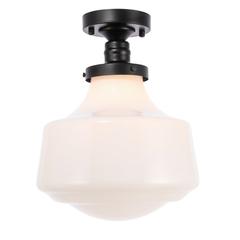 Lyle 1 light Black and frosted white glass Flush mount