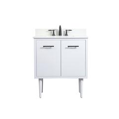 30 inch Single bathroom vanity in white with backsplash