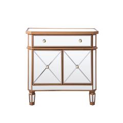 1 Drawer 2 Door Cabinet 32 in. x 16 in. x 32 in. in Gold Clear