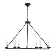 Maine 6 light Black chandelier