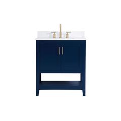 30 inch Single Bathroom Vanity in Blue with Backsplash