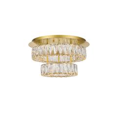 Monroe LED light gold Flush Mount Clear Royal Cut Crystal