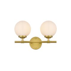 Ansley 2 light Brass and frosted white Bath Sconce
