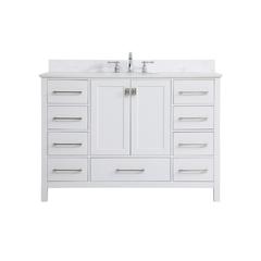 48 inch Single Bathroom Vanity in White with Backsplash