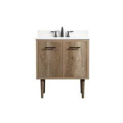 30 inch Single bathroom vanity in natural oak with backsplash