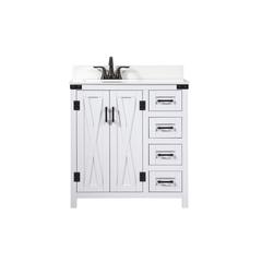 32 inch Single bathroom vanity in white with backsplash