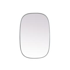 Metal Frame Oval Mirror 24x36 Inch in Silver