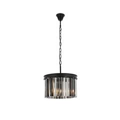 Sydney 3 light Matte Black Pendant Silver Shade (Grey) Royal Cut Crystal
