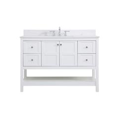 48 inch Single Bathroom Vanity in White with Backsplash
