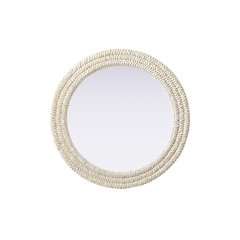 Round Cornhusk Mirror 30x30 in Linen White