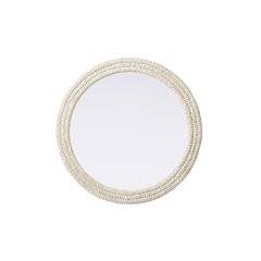 Round Cornhusk Mirror 36x36 in Linen White