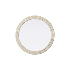 Round Cornhusk Mirror 42x42 in Linen White