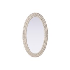 Oval Cornhusk Mirror 24x42 in Linen White
