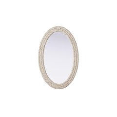 Oval Cornhusk Mirror 27x42 in Linen White