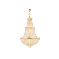 Century 17 light Gold Chandelier Clear Royal Cut Crystal