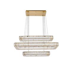 Monroe 42 inch LED triple rectangle pendant in gold