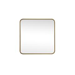 Soft corner metal square mirror 24x24 inch in Brass