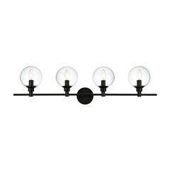 Jaelynn 4 light Black and Clear Bath Sconce
