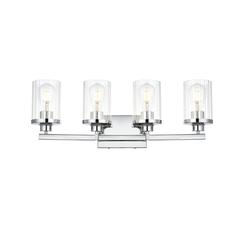 Saanvi 4 light Chrome and Clear Bath Sconce
