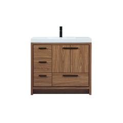 36 inch Single bathroom vanity in walnut brown